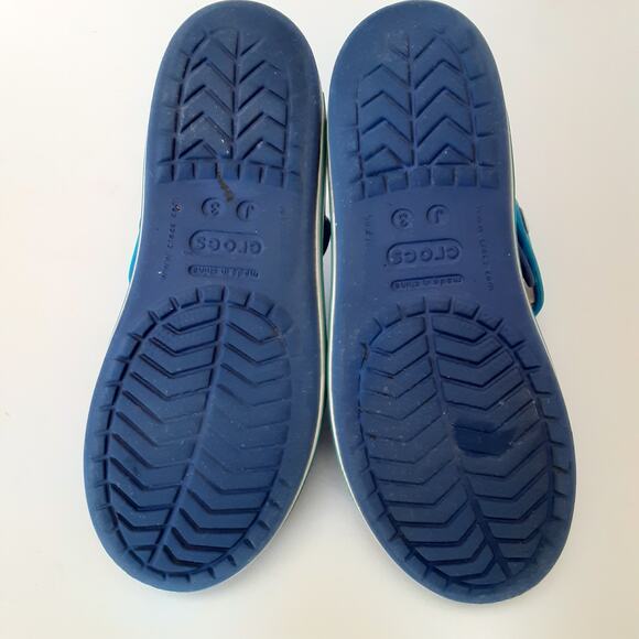 Crocs Crocband Sandals Blue Adjustable Hook & Loop Strap Juniors 3 Water Shoes - Picture 8 of 9